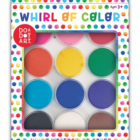 Do A Dot Art Whirl of Color Jumbo Watercolor Cakes set with 12 vibrant colors for ages 3+