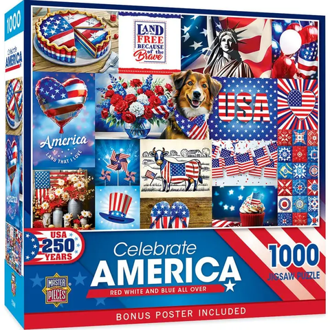 Puzzle | Celebrate America - Red, White, and Blue All Over | 1000 Piece Jigsaw - CR Toys