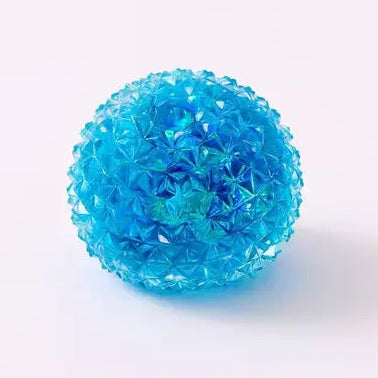 Blue translucent squishy orb with spiky crystal-like texture on white background