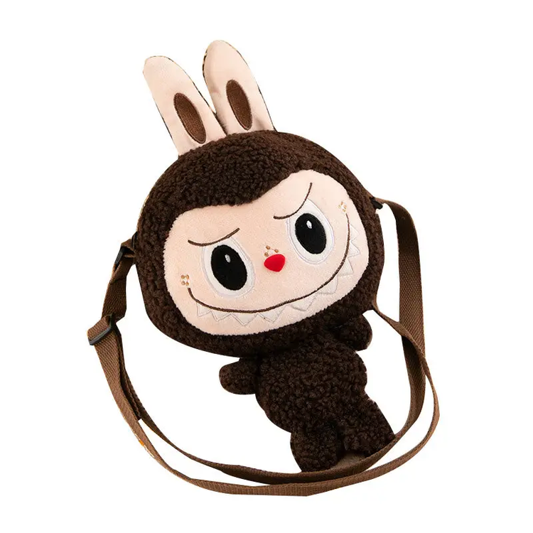 Labubu Soft Plush Crossbody Bag Character Doll | Brown - 1