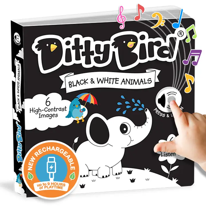 Ditty Bird | Black And White Sound Book New Born | USB-C - 1