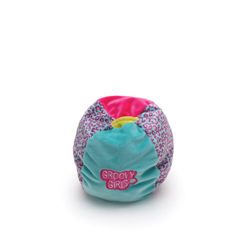Groovy Girls Boppin' Beanbag Chair in teal, pink, and leopard print fabric panels
