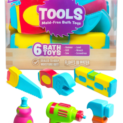 Tub Works | Tools Mold Free Bath Toys | 6 Tools | Ages 6M+ - 1