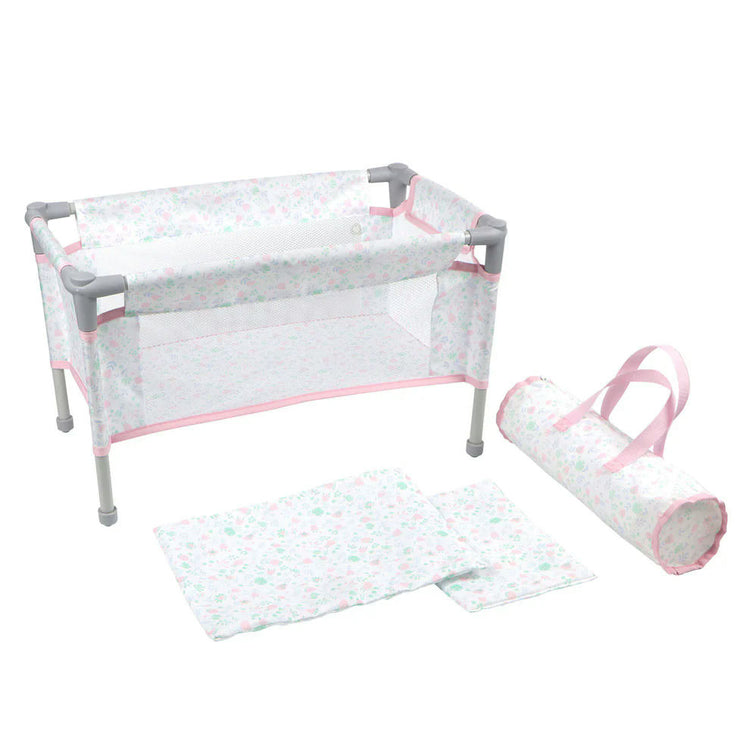 Berenguer Boutique Folding Doll Crib/Playpen - Pink with Travel Bag