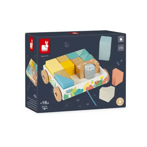 Pure - Pull-Along Building Blocks Cart J05152