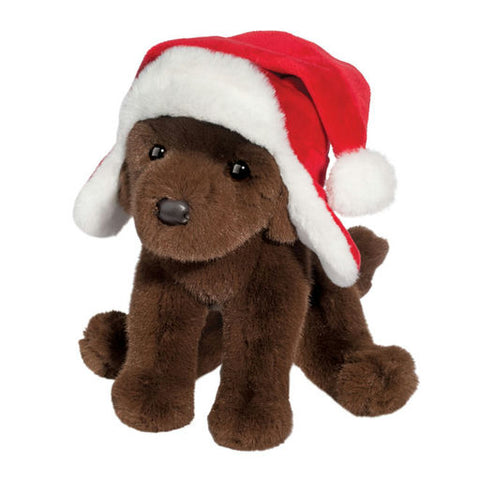 Chocolate Lab with Santa Bomber Hat - CR Toys