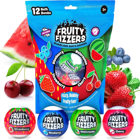 Tub Works | Fruity Fizzers | Bubbling Bath Bombs For Kids | Dye - Free | Ages 3+ - 1