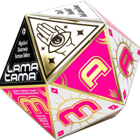 LamaTama Series 3 mystical electronic fortune teller icosahedron-shaped blind box packaging in pink and gold