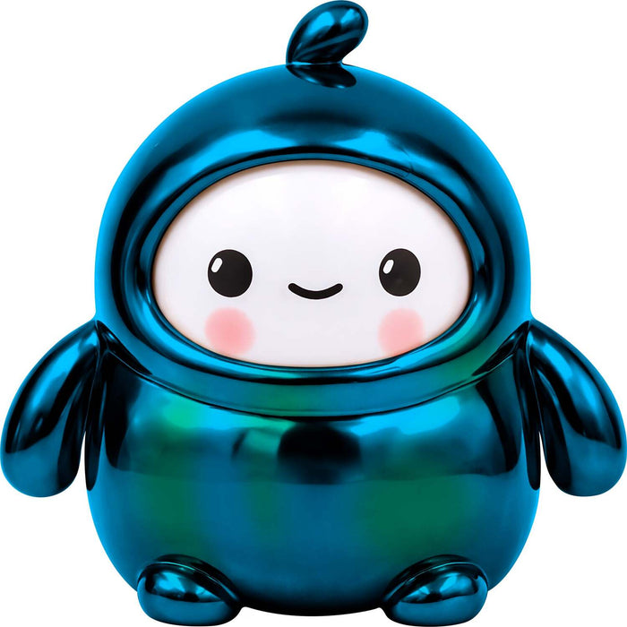 Lamatama Series 3 collectible figure in shiny metallic blue suit with cute white face