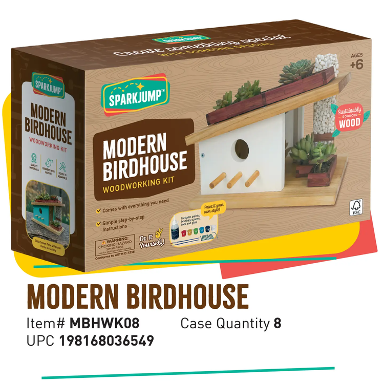 Modern Birdhouse Woodworking Kit