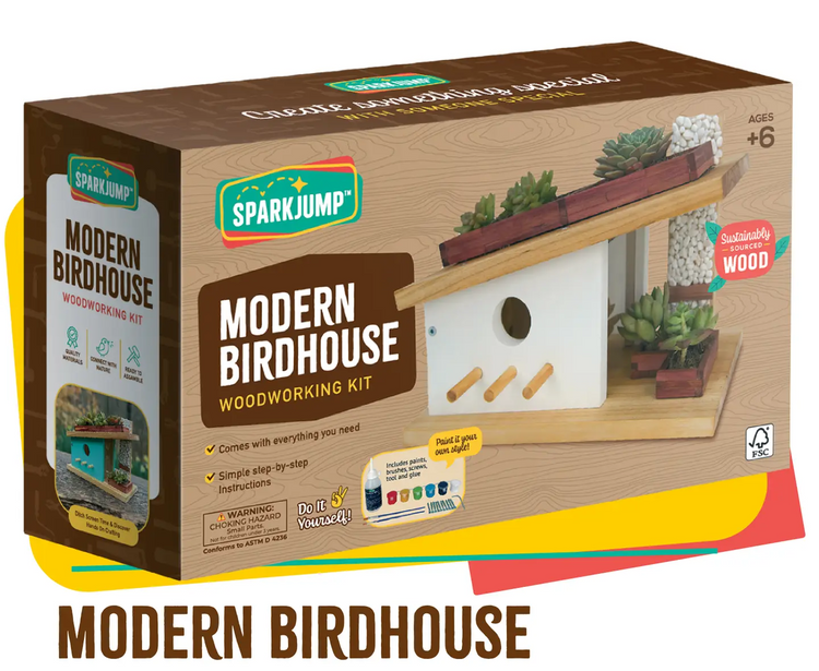 Modern Birdhouse Woodworking Kit