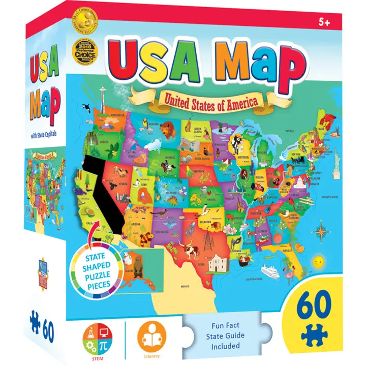 Puzzle | Explorers | USA Map | 60 Piece Kids Jigsaw - CR Toys