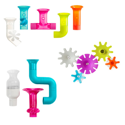 Boon Pipes & Tubes & Cogs Building Bath Toy Bundle 1+