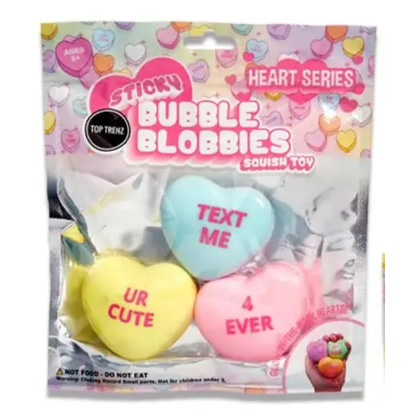 Sticky Bubble Blobbies | Valentines Conversation Hearts Bub28-Hrt
