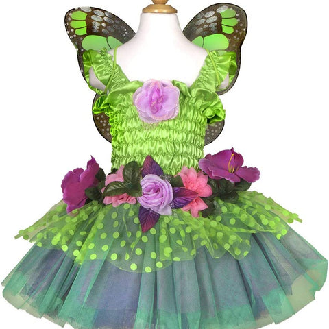 Fairy Blooms Deluxe Dress & Wings - Green - Size 5-6