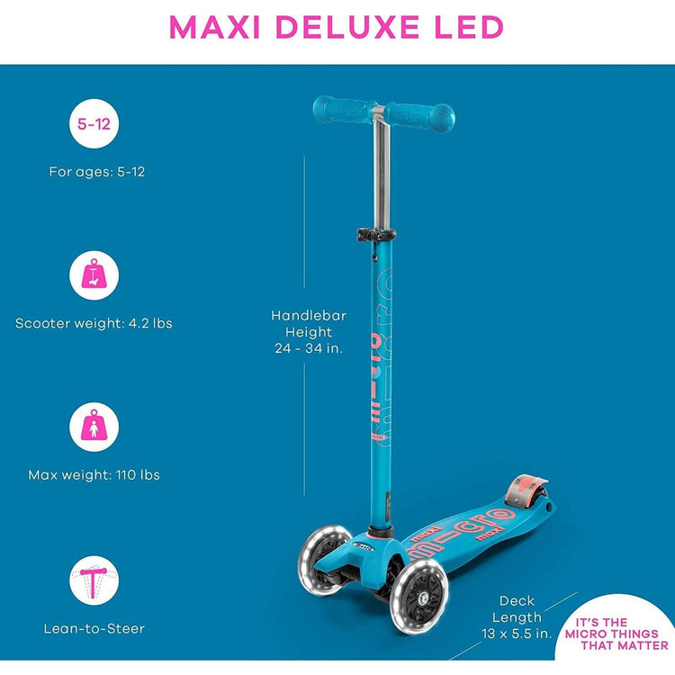 Deluxe Maxi Led Scooter |Aqua Mmd078