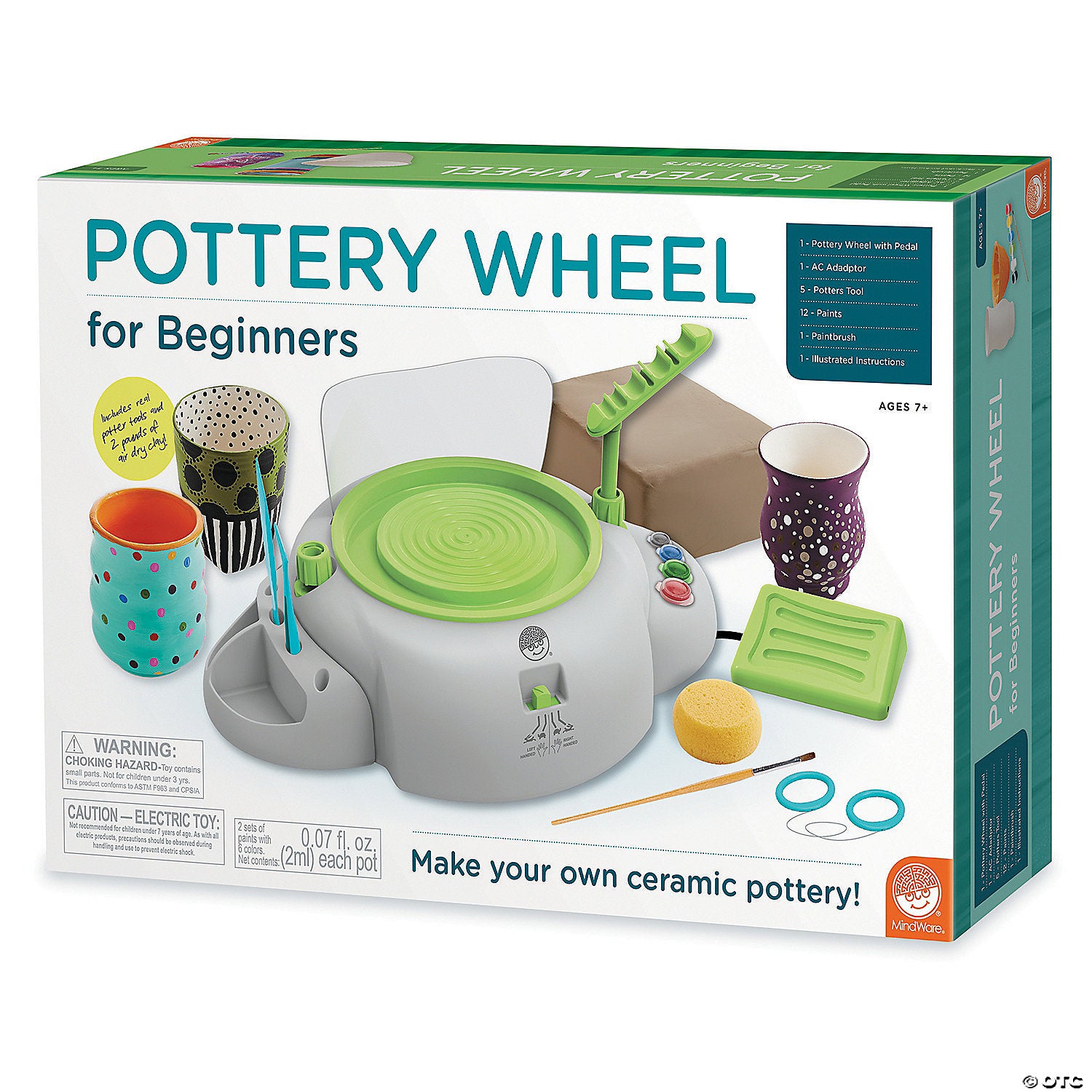 MindWare Pottery Wheel & 7.5 Pounds Air-Dry Clay Pottery Kit – Pottery  Wheel for Kids and Beginners – Includes Pottery Wheel & Accessories – Ages  7