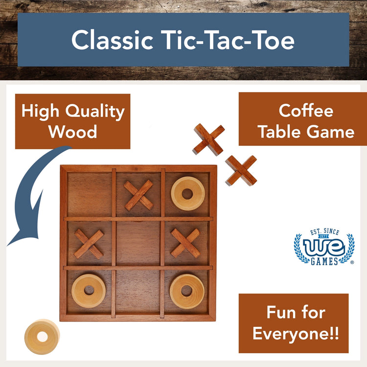 Tic Tac Toe | Solid Wood Board | 9 Inch Game - 4