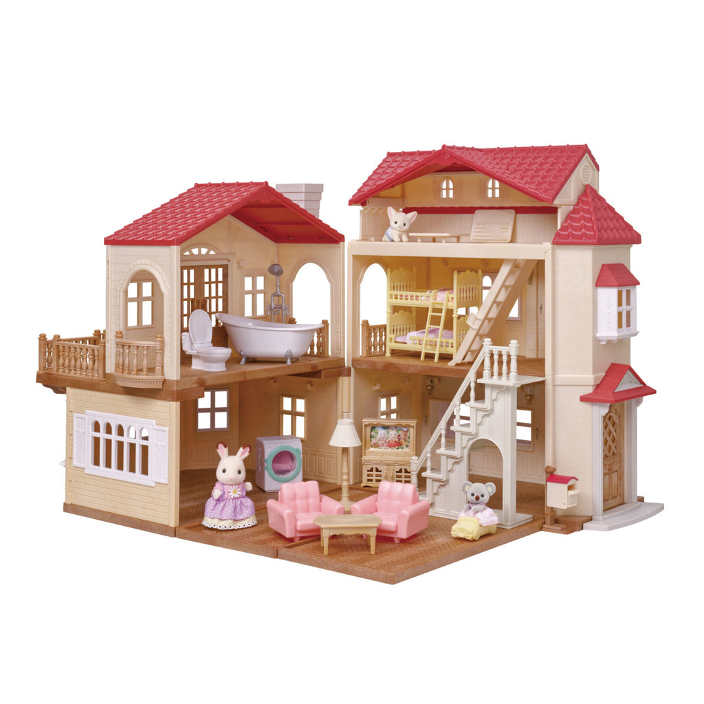 Calico Critters Red Roof Country Home Gift Set with furniture, figures, and multiple rooms