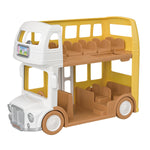Calico Critters Nursery Double Decker Bus toy with open sides revealing brown seats on two levels