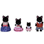 Calico Critters Midnight Cat Family set of four black cat figurines in colorful outfits