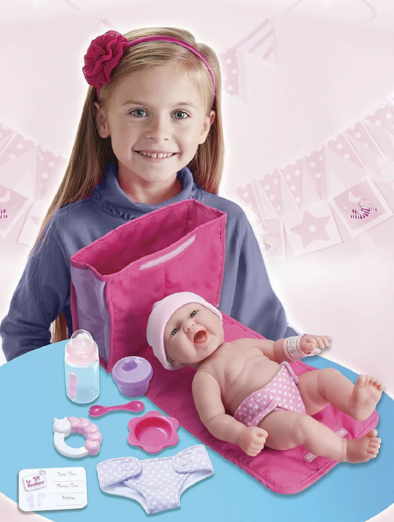 La Newborn Realistic Baby Doll 13" With Diaper Bag Gift Set For Ages 2+