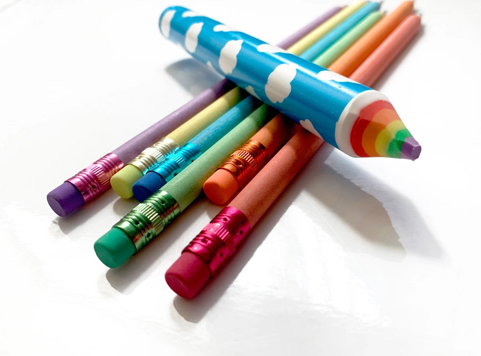 Recycled Rainbow Pencil & Eraser Set For Ages 5+