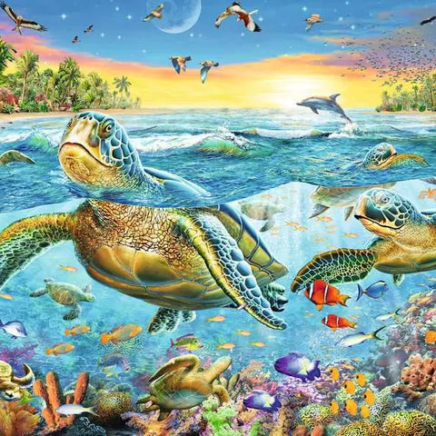 Puzzle | Swim With Sea Turtles | 100 Pc XXL 6+ - 1