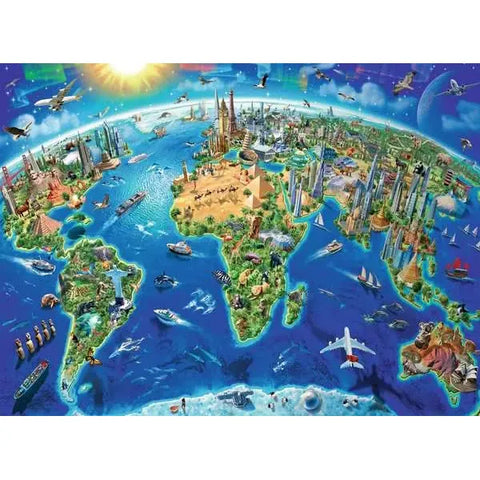 Puzzle | World Landmarks Map | 300 Pc XXL - CR Toys