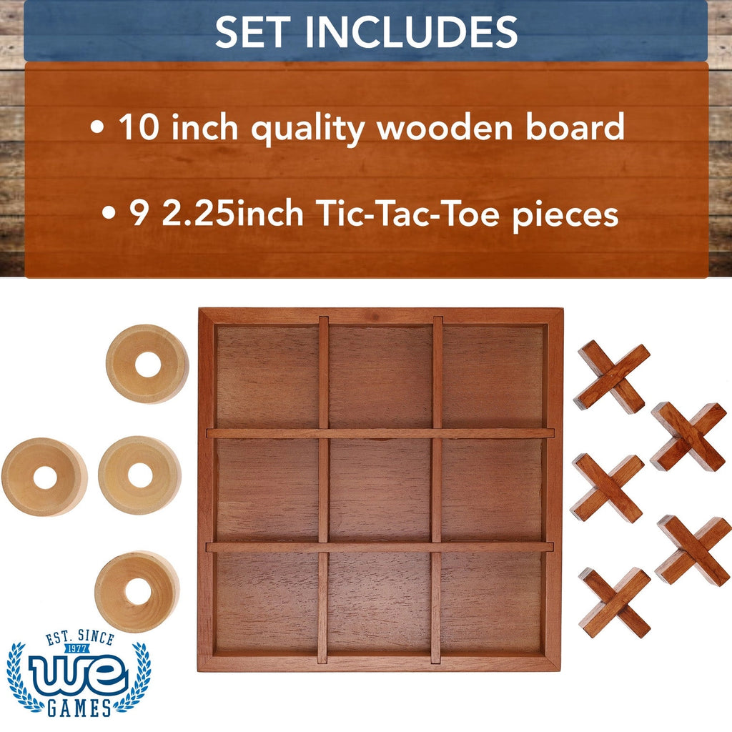 Tic Tac Toe | Solid Wood Board | 9 Inch Game - 5