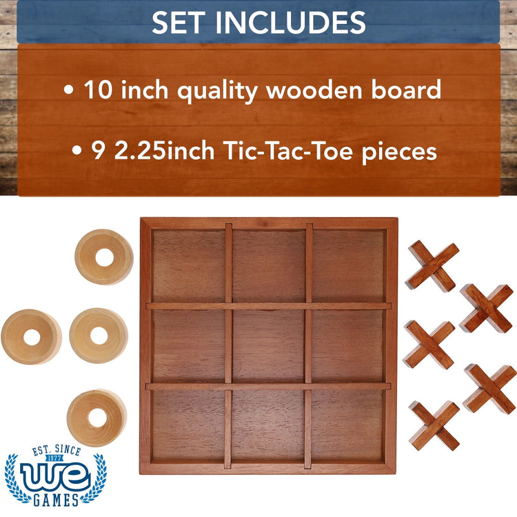Tic Tac Toe | Solid Wood Board | 9 Inch Game - 5
