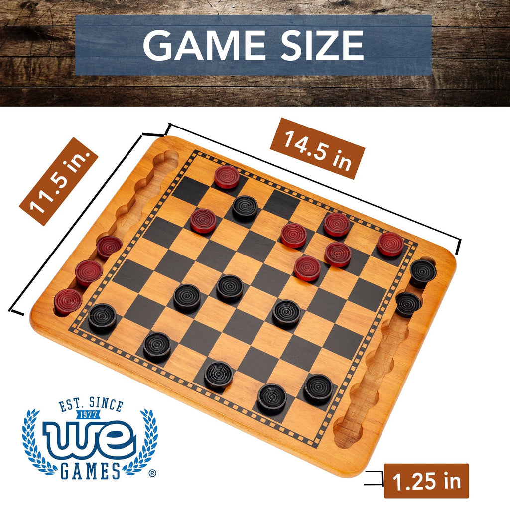 Checkers | Red & Black Solid Wood | 14.5 Inch Game - 6