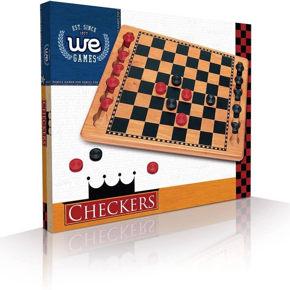 Checkers | Red & Black Solid Wood | 14.5 Inch Game - 4