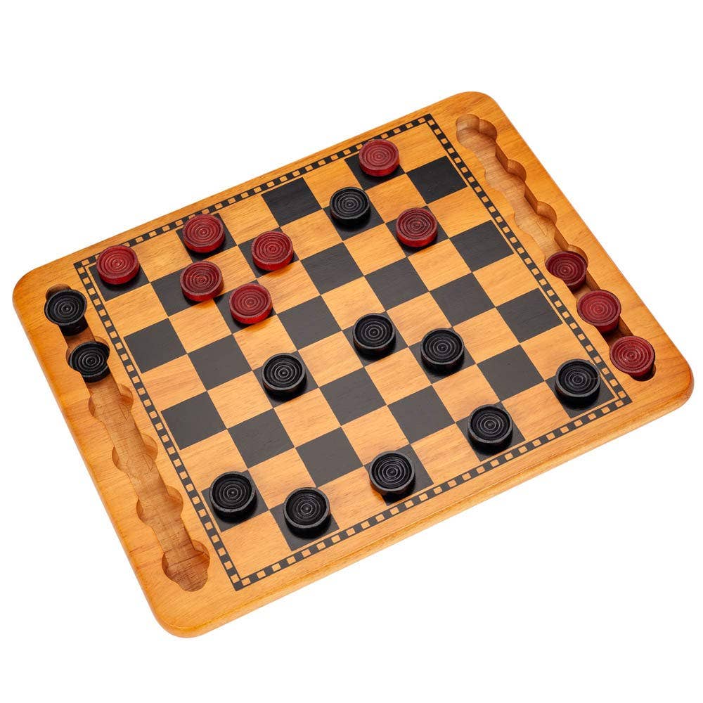 Checkers | Red & Black Solid Wood | 14.5 Inch Game - 5