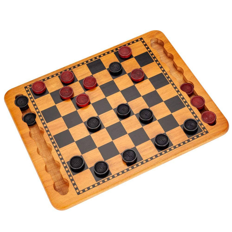 Checkers | Red & Black Solid Wood | 14.5 Inch Game - 5