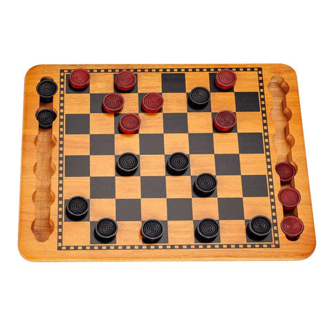 Checkers | Red & Black Solid Wood | 14.5 Inch Game - 1