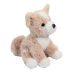Pookie Pomsky Mini Soft plush toy sitting upright with tan and white fur