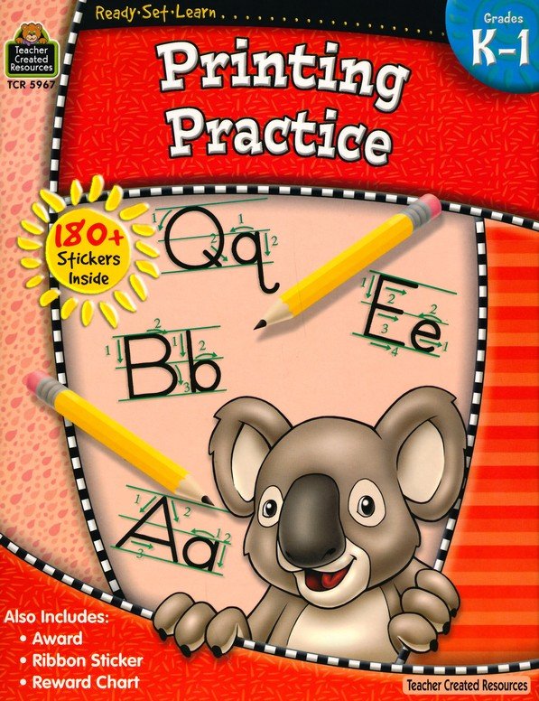 Teacher Created Resources: Kindergarten-1St Grade Printing Practice Soft Cover Activity Book