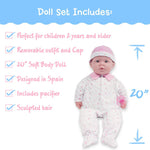 La Baby Soft Body Doll 20" Pink For Ages 2+