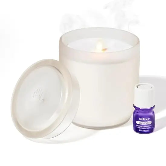 Lifelines Flameless Candle Diffuser | Frosted Glass Cream w/ Jasmine Scent - 1