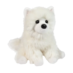 Douglas Cuddle Toy Opo white Pomeranian stuffed animal plush sitting upright