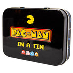 PAC-MAN Arcade In A Tin black collectible tin featuring classic PAC-MAN logo and ghost characters