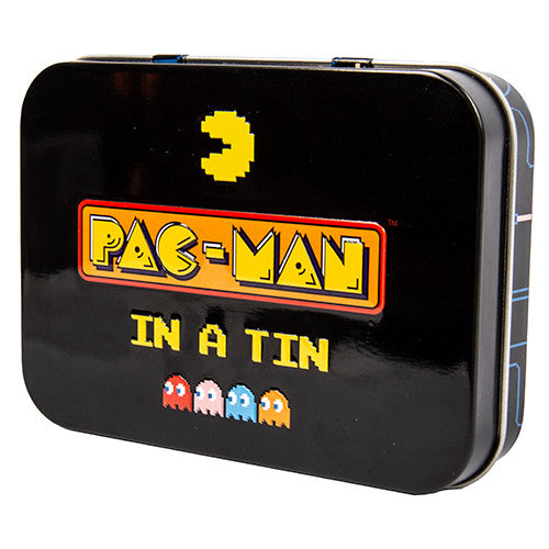 PAC-MAN Arcade In A Tin black collectible tin featuring classic PAC-MAN logo and ghost characters
