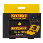 PAC-MAN Arcade In A Tin handheld game packaging with classic retro 8-bit design