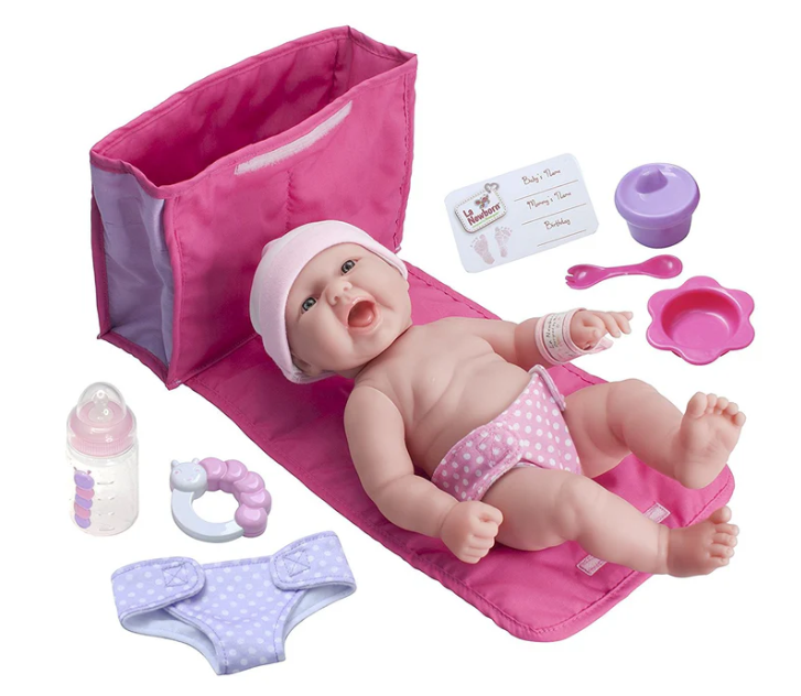 La Newborn Realistic Baby Doll 13" With Diaper Bag Gift Set For Ages 2+