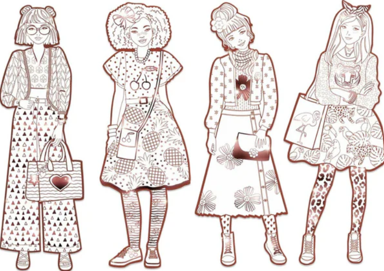 Demoiselle Nina & Friends Paper Dolls Coloring Sheets For Ages 6+