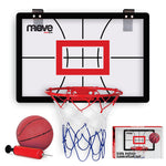 Watchitude Move kids indoor basketball hoop set with ball, pump, and packaging on white background