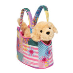 Patchwork Floral Sassy Sak W/Golden Retriever Dog Purse Plush For Ages 2+