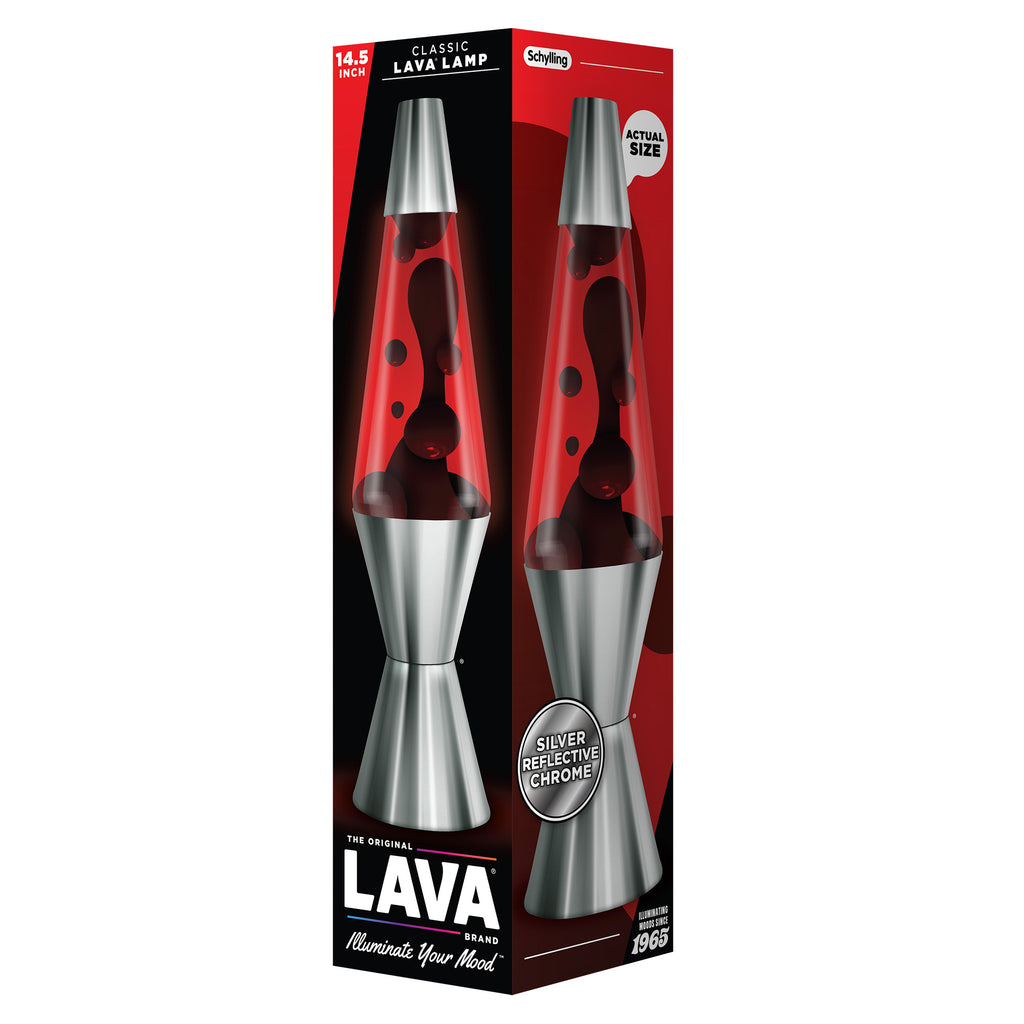 Lava Lamp | 14.5 Inch Chrome Crimson Black Red - 2