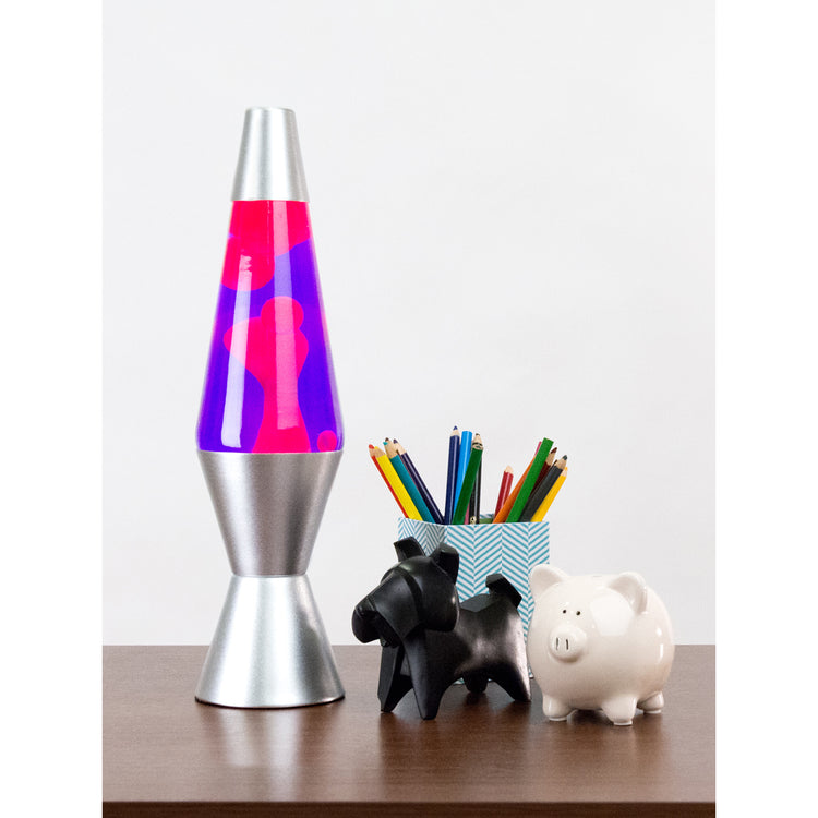 Lava Lamp | 14.5 Inch Pink Purple Silver - 3